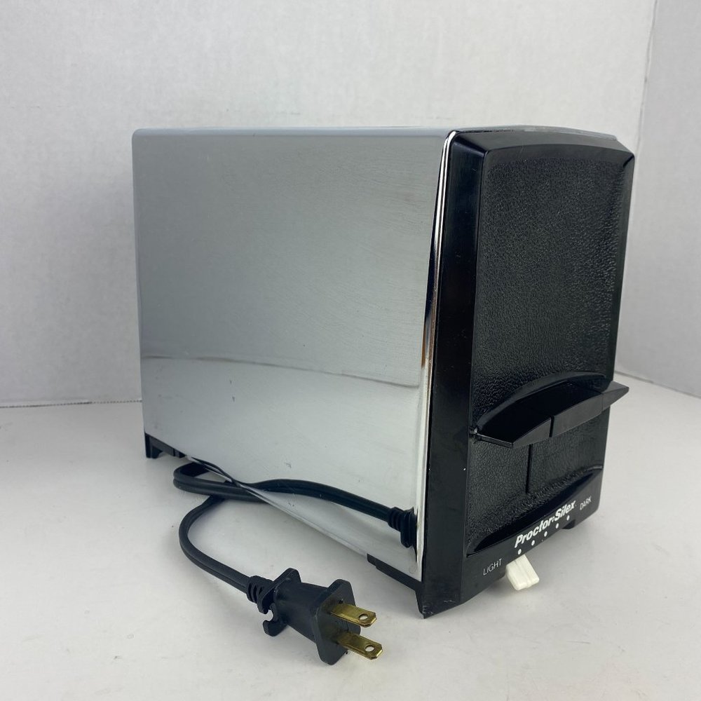 Vintage Proctor Silex Toaster 2 Slice Chrome Black T620B Works Great MCM Retro